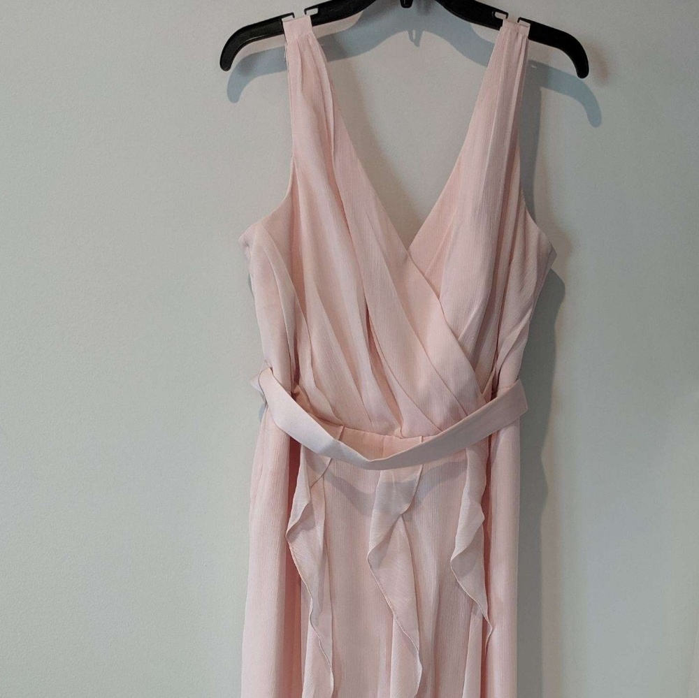 V-Neck Wrapped Bodice Dress with Satin Belt